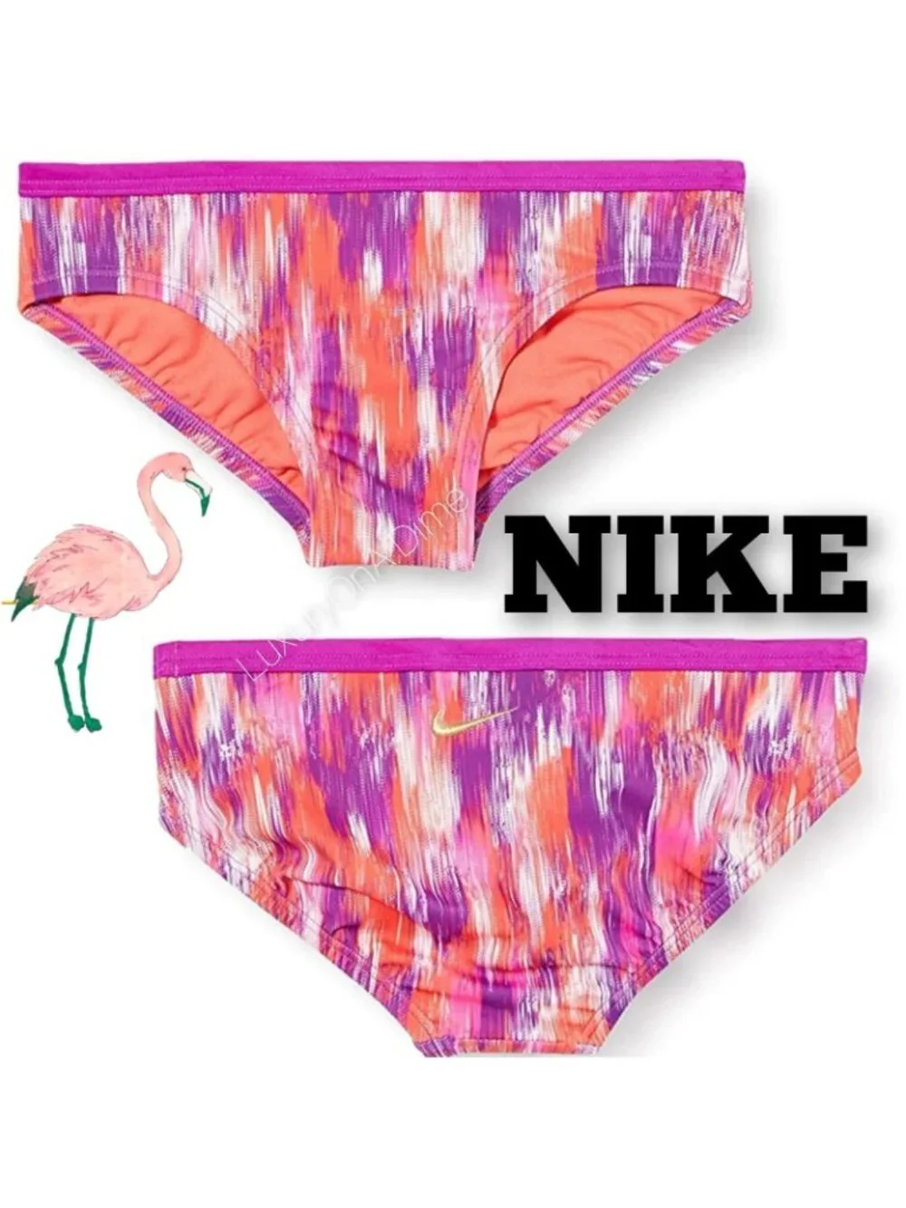 NIKE Junior XL Bikini Bottom Bathingsuit Vivid Purple Tie-dye Purple Swimwear